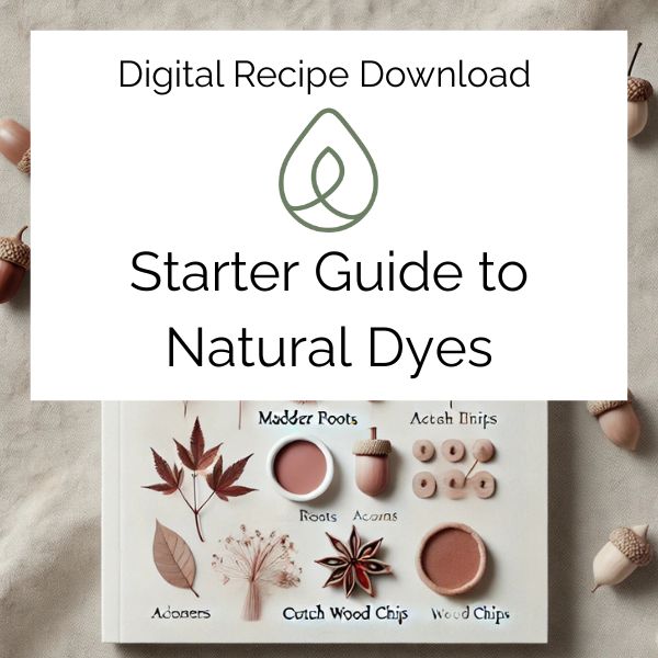 Digital recipe download for a starter guide to natural dyes with images of natural materials.