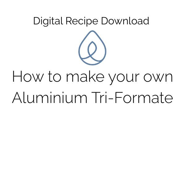 Digital recipe download for making aluminium tri-formate with a logo on a white background.