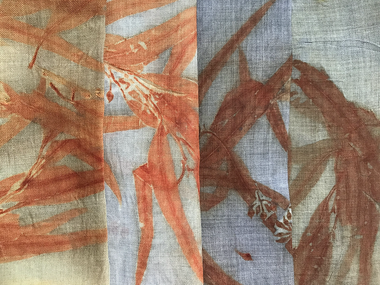 Textured fabric with abstract brown and gray patterns
