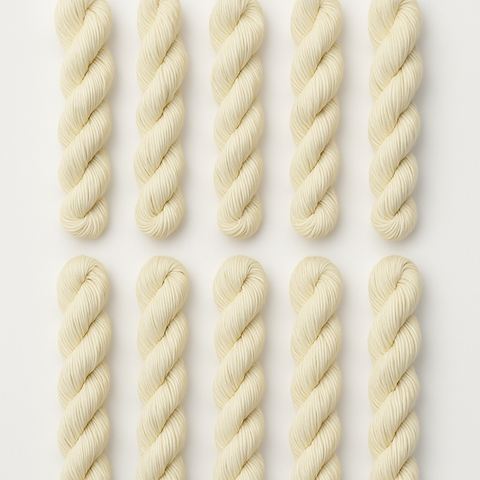 Set of 10 — 4-Ply Unbleached Cotton Thread Mini Skeins (10g Each, aprox 400 meter total)