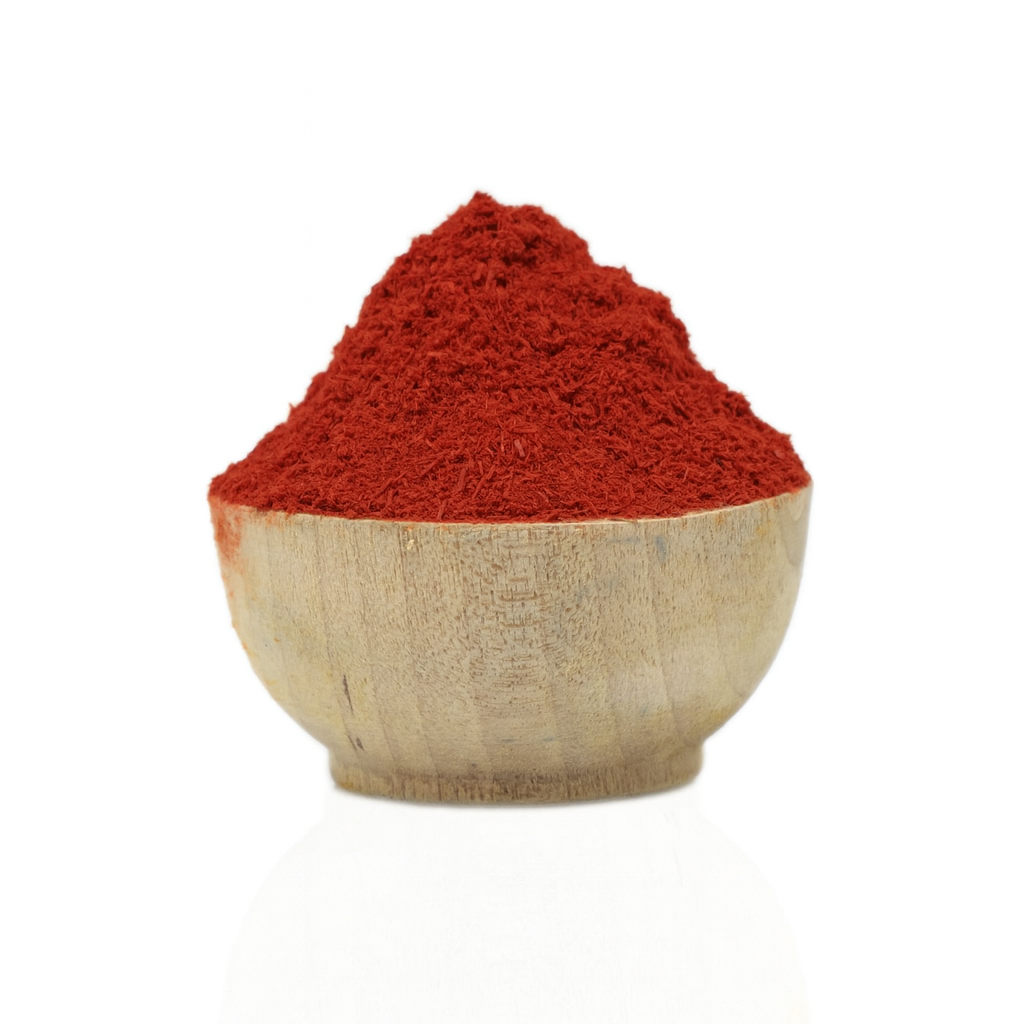 wooden bowl with red dye extract