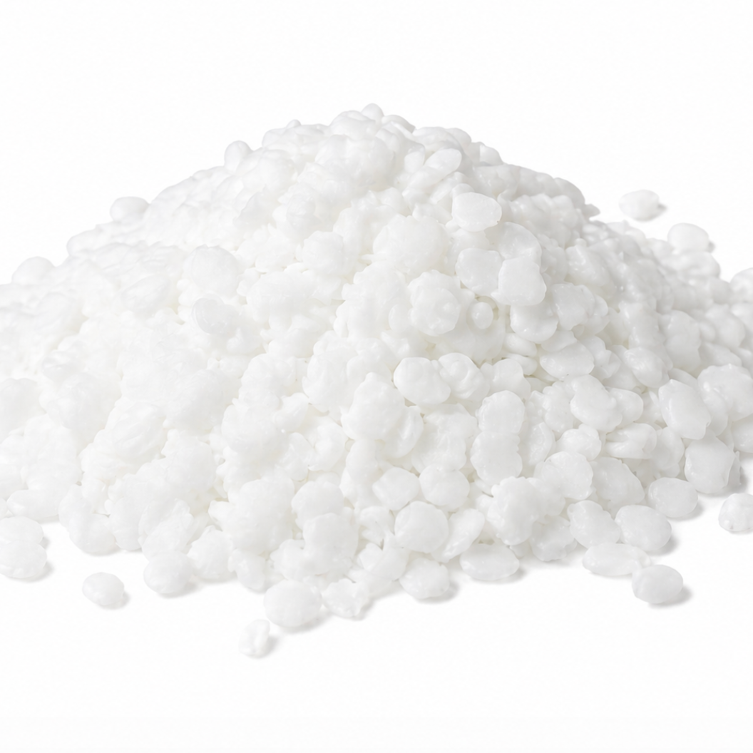 White granular material on a white background