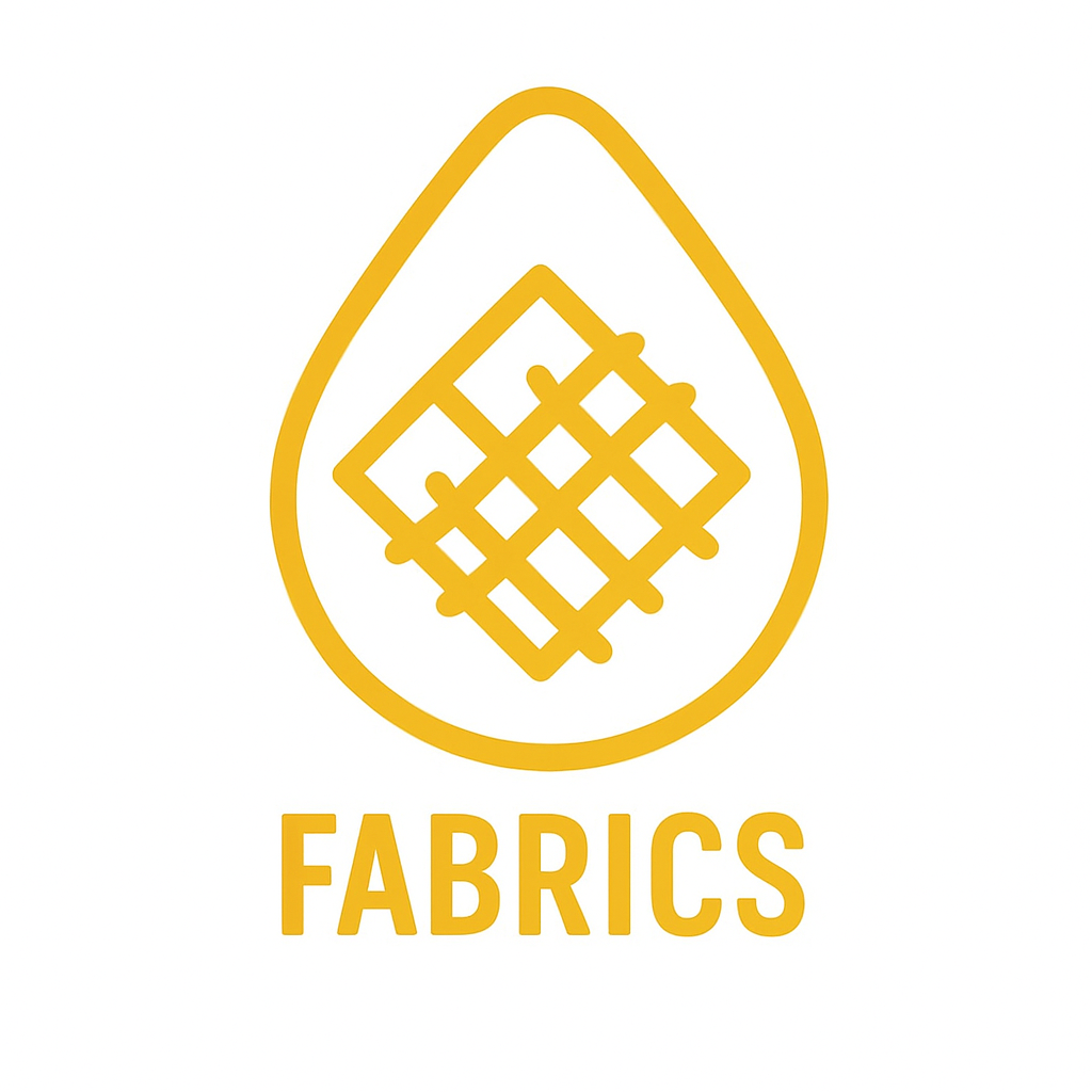 Logo for fabrics with a yellow fabric texture design on a white background
