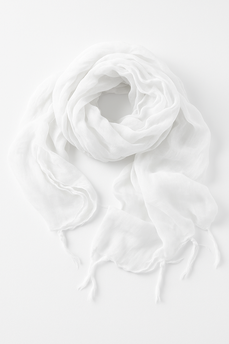 White scarf on a white background