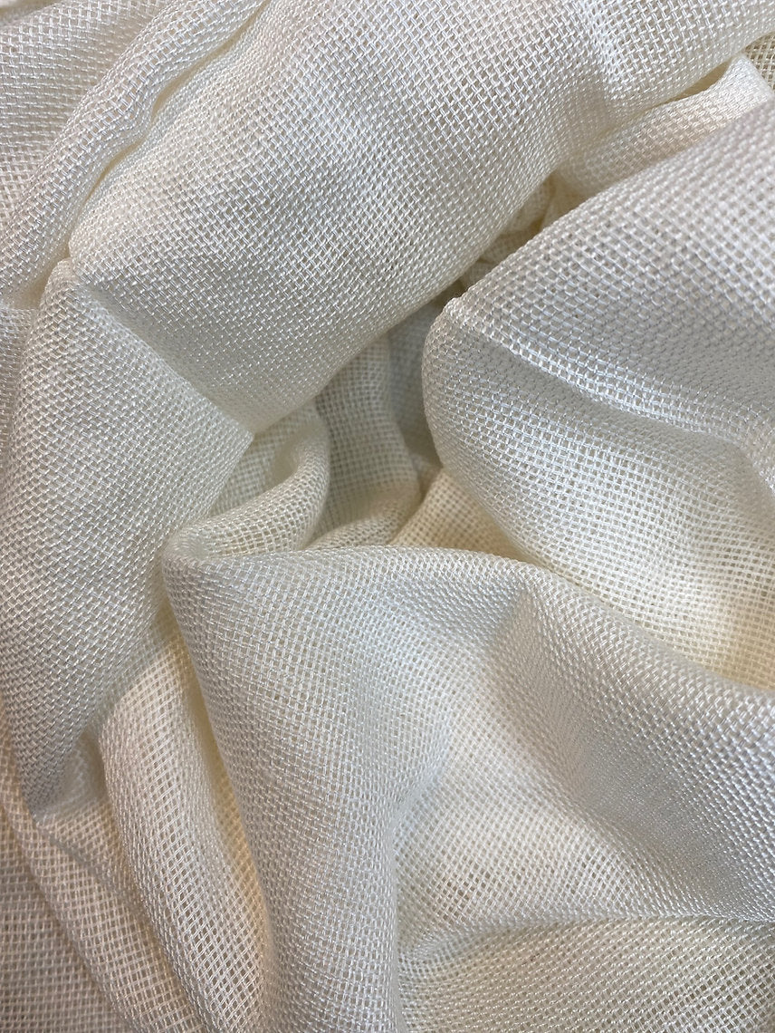 Close-up of textured white fabric