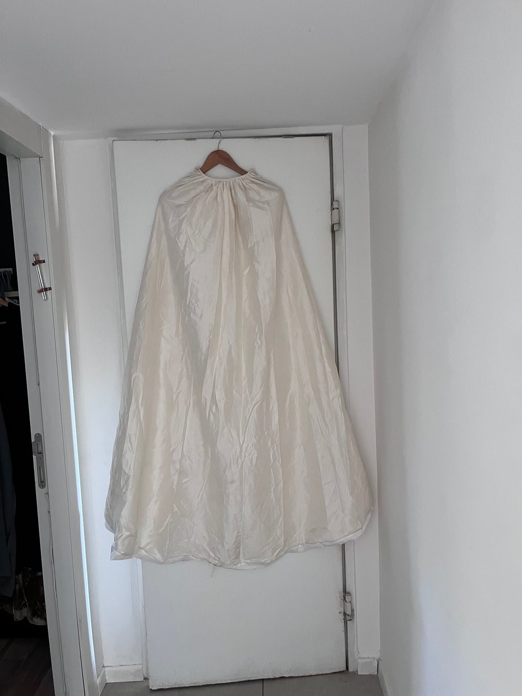 Silk wedding dress train