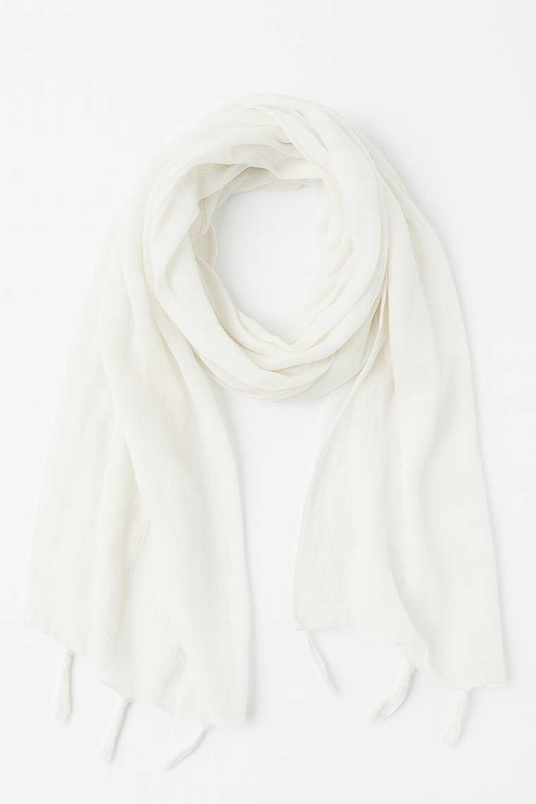 White scarf on a white background