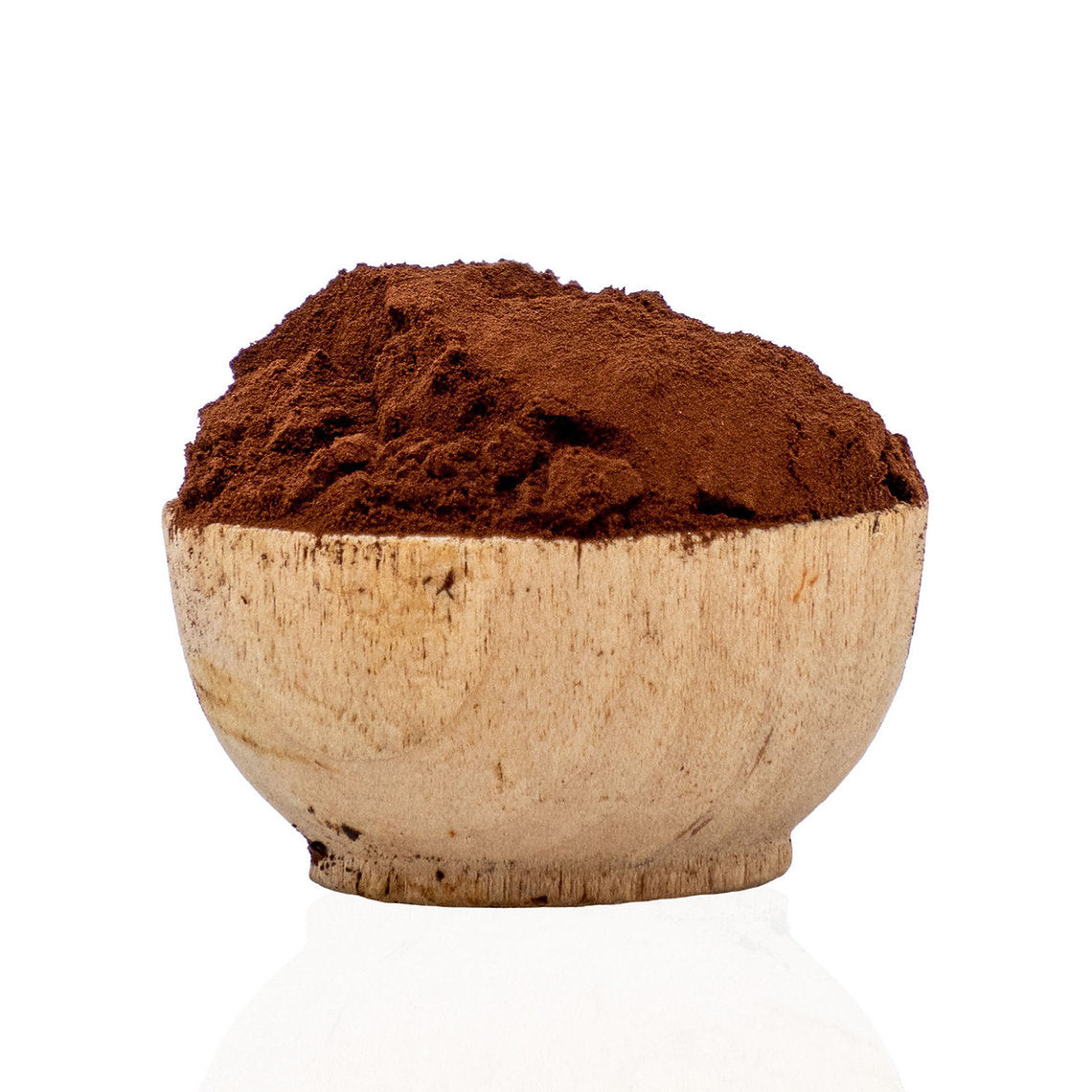 Bowl filled with red Madder Extract (Rubia Tinctorum) Organic powder on a white background
