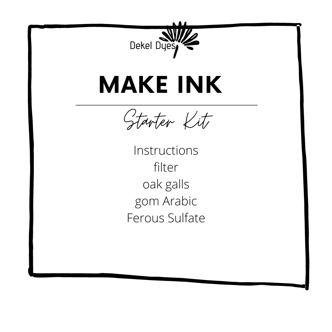 the natural dyes store Make Ink Starter Kit label with listed contents on a white background