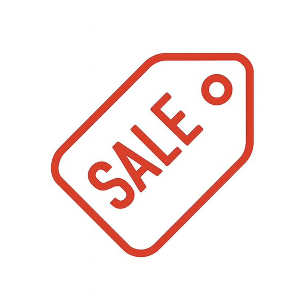 Red 'SALE' tag on a white background