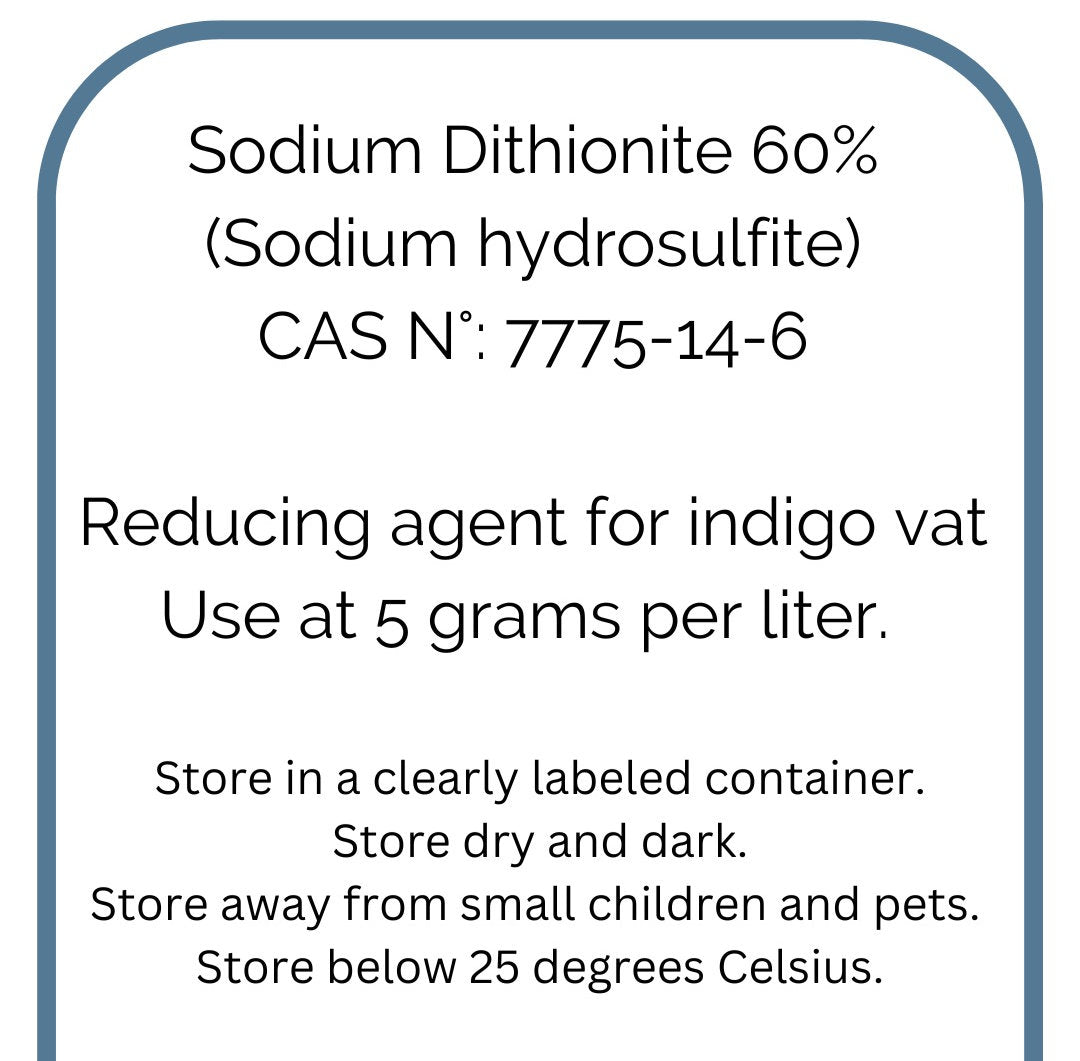 Label for Sodium Dithionite 60% with safety instructions and product details.