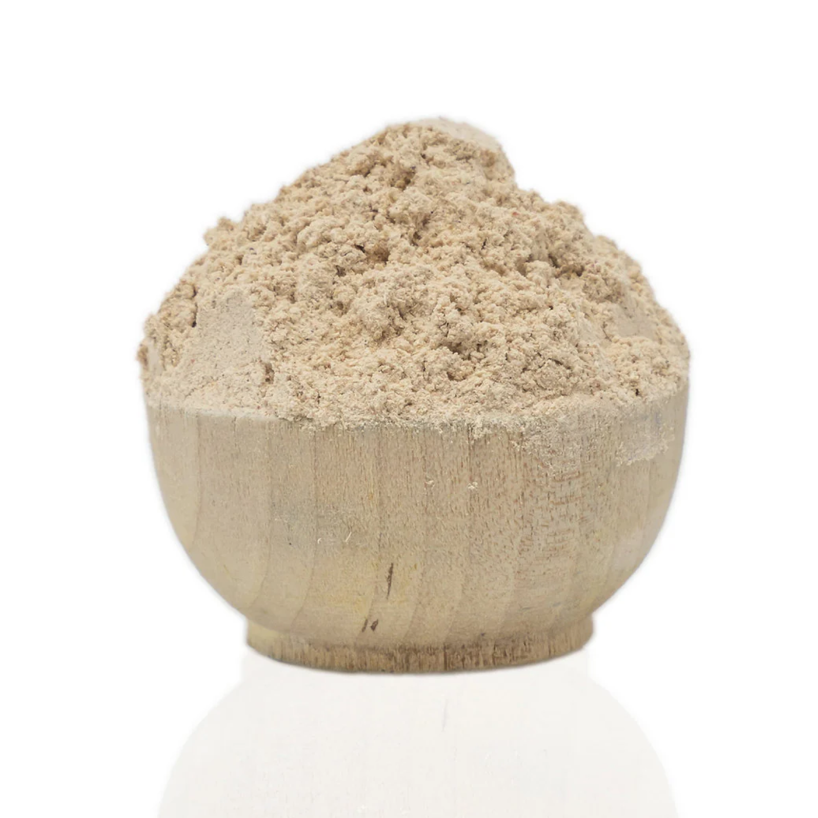Wooden bowl filled with Sorrel_Pieces_Rumex on a white background