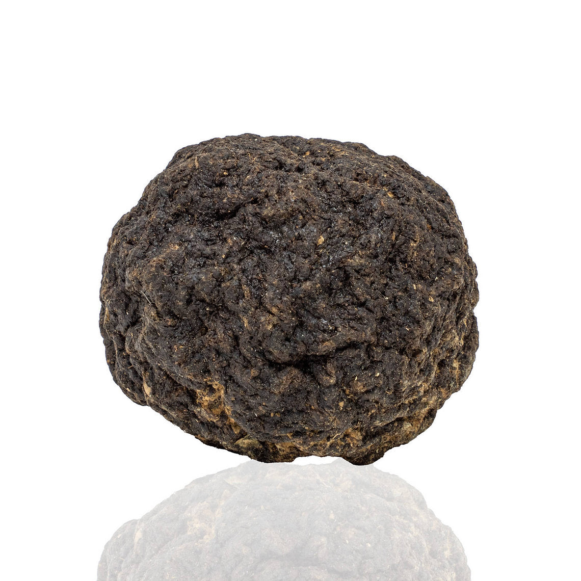 Black woad ball on a white background