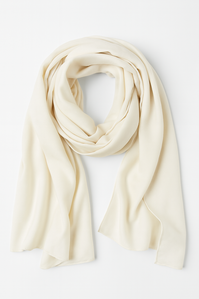 Cream-colored scarf on a white background