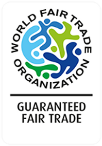 World Fair Trade Organization logo with three interlocking people in blue, green, and red on a white background.