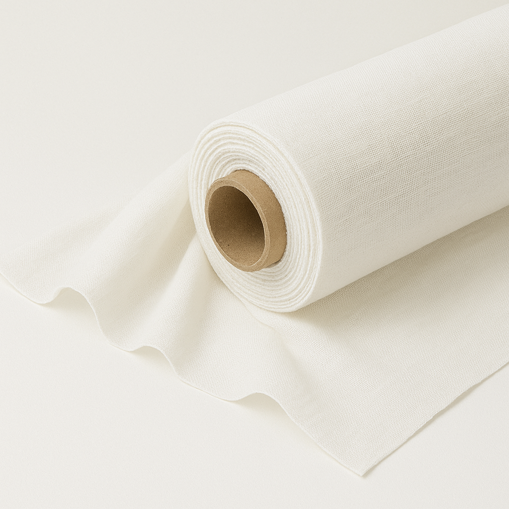 Hemp and Khadi Cotton - hand spun handwoven fabric 115 cm