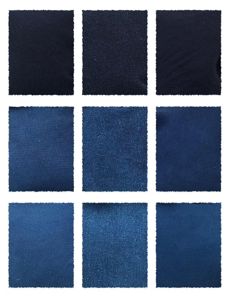 Indigo Powder Sumatra (Indigofera longeracemosa) fabric samples