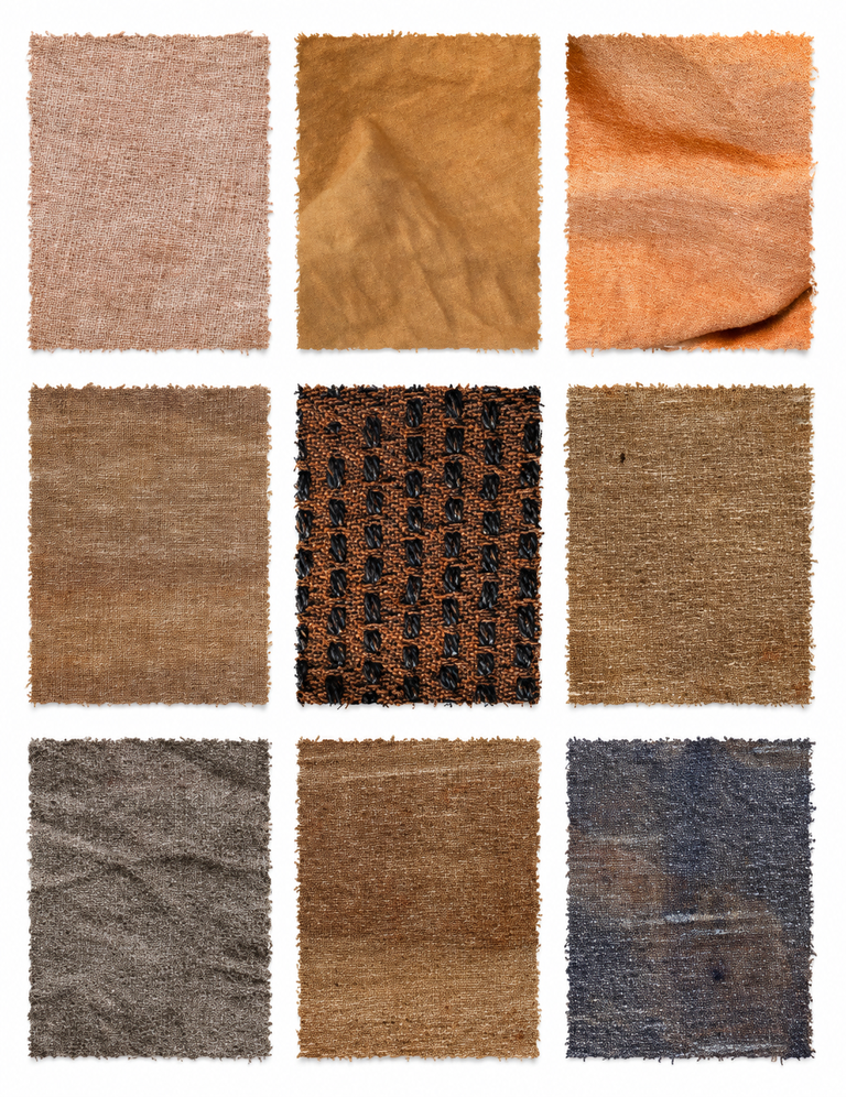 Kakishibu Japanese Persimmon Tannin Dye (Diospyros kaki) fabric samples