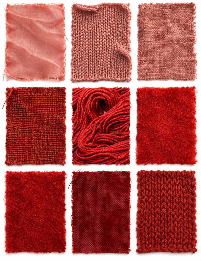 Kermes Crimson (Kermes echinatus and Kermes vermilio) fabric samples