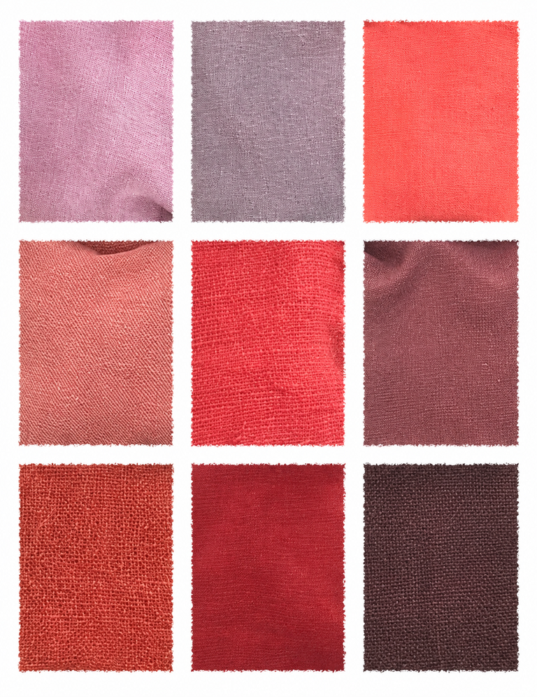 Sappan Wood Brazilwood Powder (Caesalpinia sappan) fabric samples
