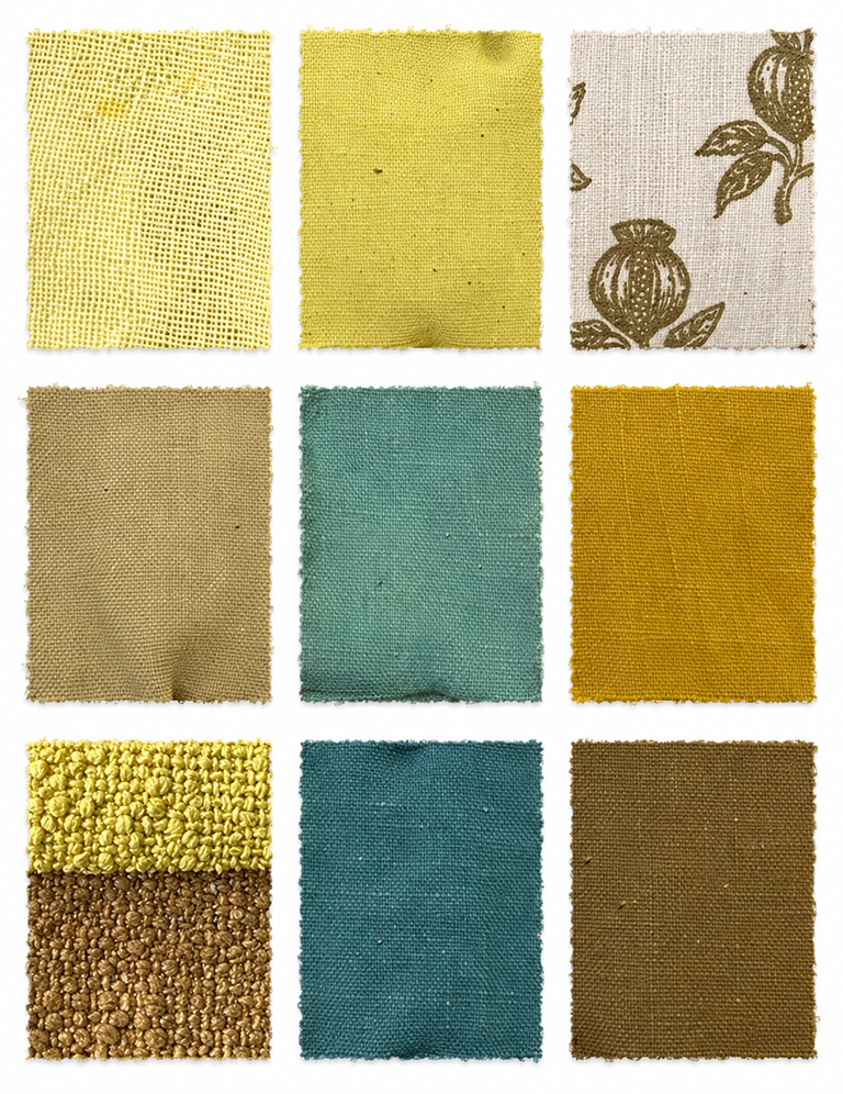 Weld (Reseda luteola) fabric samples