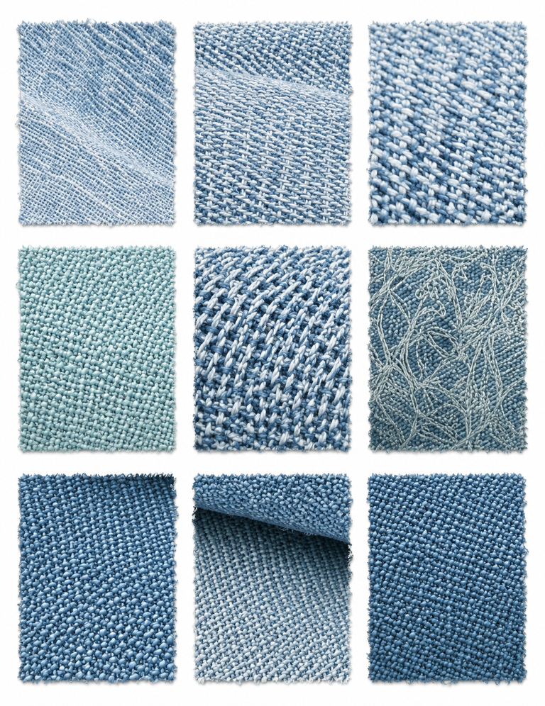 Woad Vat Dye (Isatis tinctoria) fabric samples